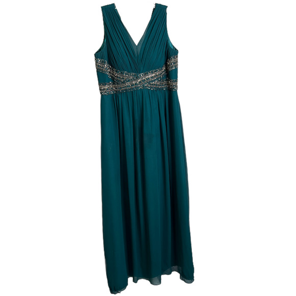 JS Collections Women's Gown Dress Sleeveless V-Neck Prom Gala Bridal Sequins 16 - Picture 2 of 14